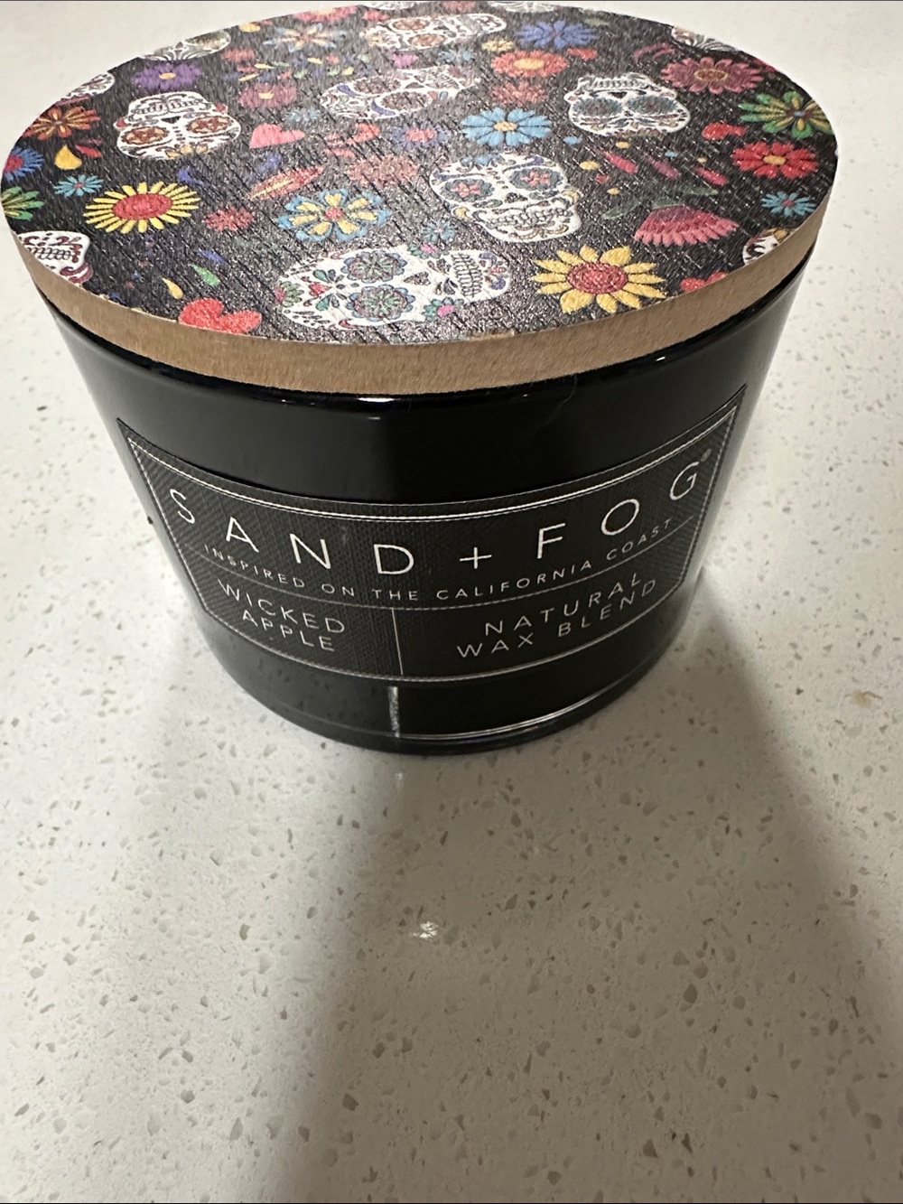 Halloween Sand and fog, natural wax blend 12 ounce candle smells of wicked apple